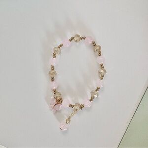 Pink and Gold Beaded Butterfly Bracelet